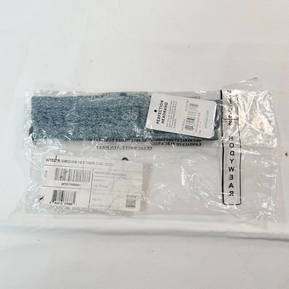 Alo Yoga Headband NWT Viridian Heather Blue Athletic Workout Sweatband